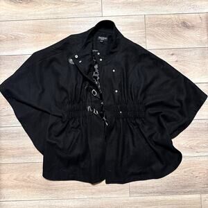 Women's Black Cottagecore Farmcore Cabincore Cape Front Buckles Size 10